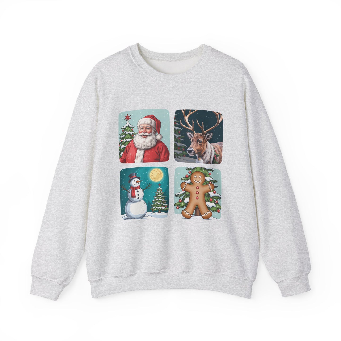 Santa, Reindeer, Snowman & Gingerbread Christmas Crewneck Sweatshirt - Samberule