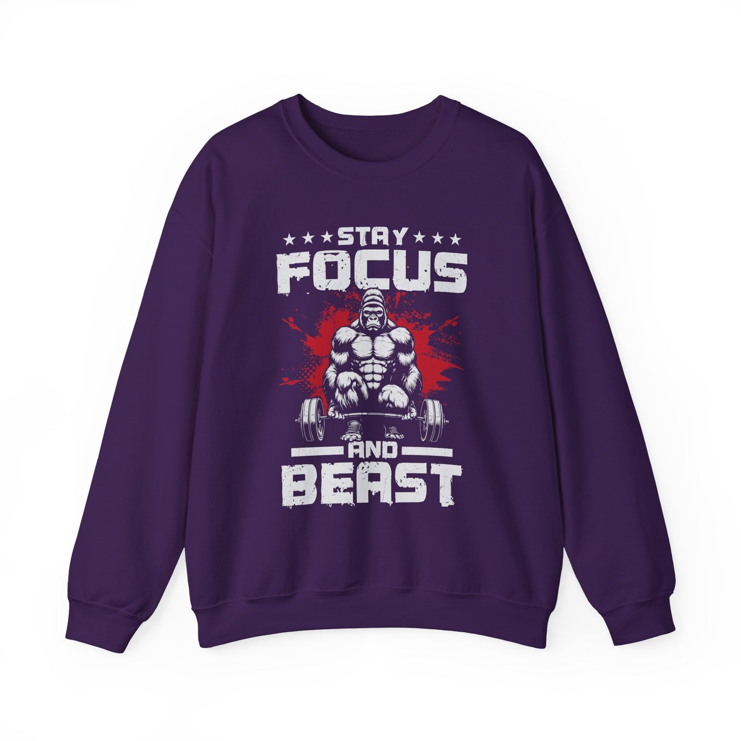 Stay Focused And Beast Gym Crewneck Sweatshirt