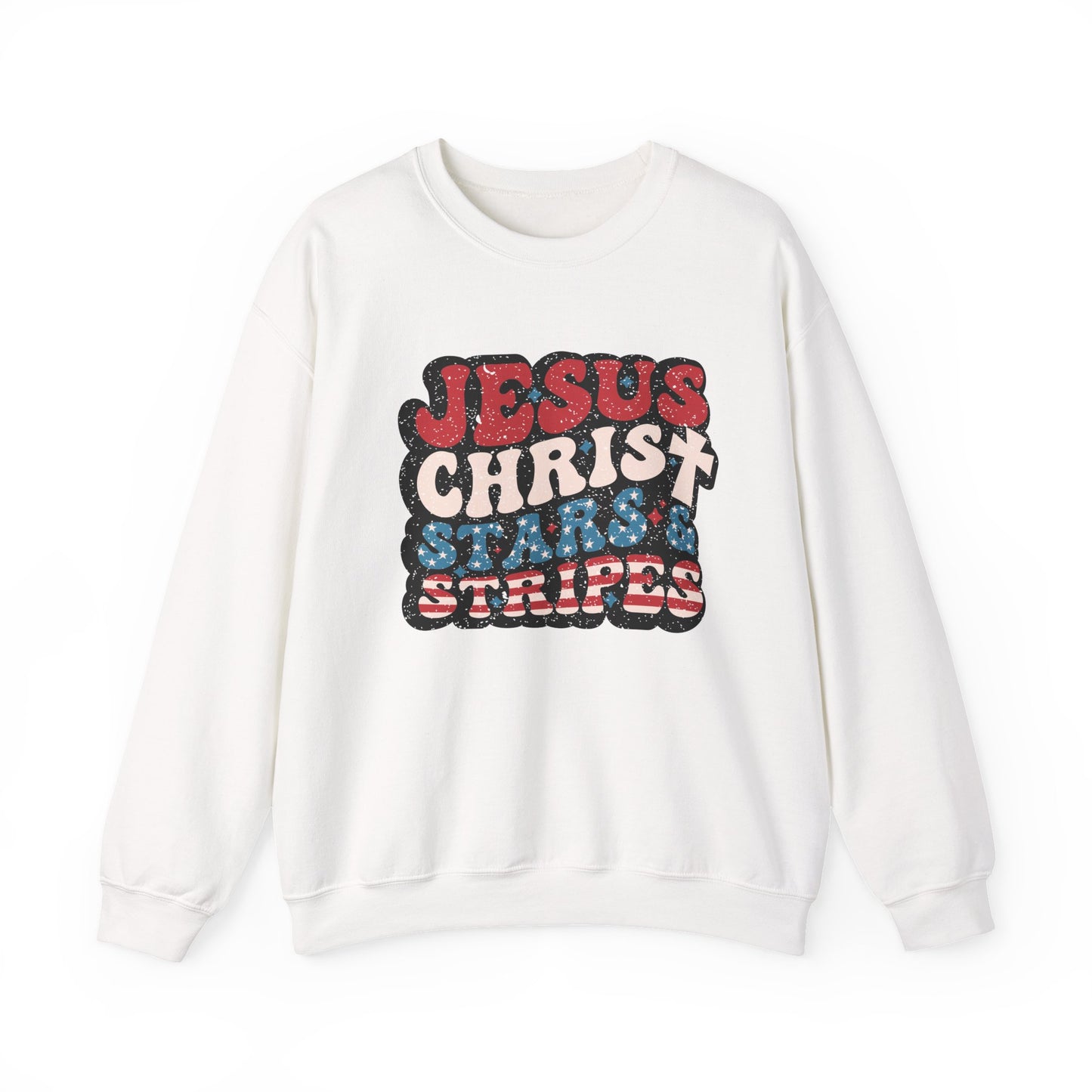 Jesus Christ Stars & Stripes Faith Crewneck Sweatshirt