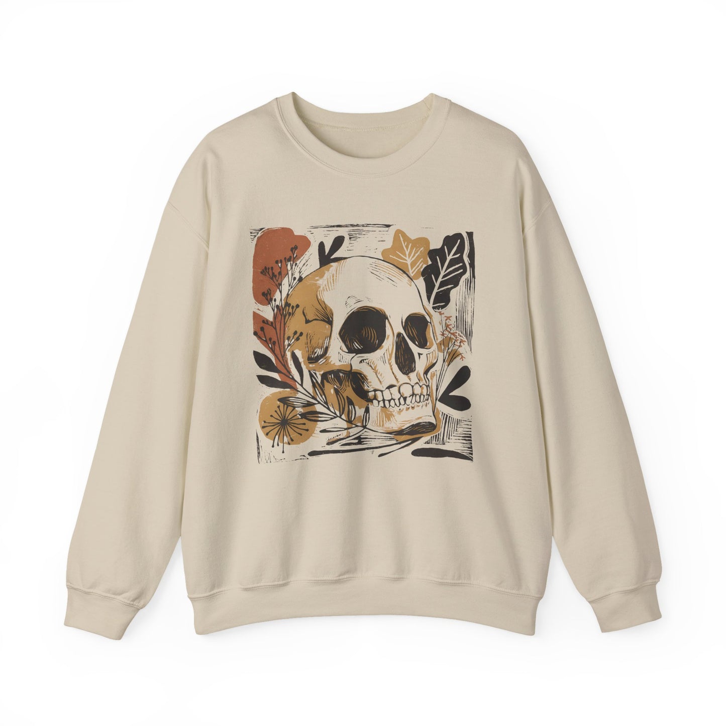Floral Skull Tattoo Style Halloween Crewneck Sweatshirt - Samberule