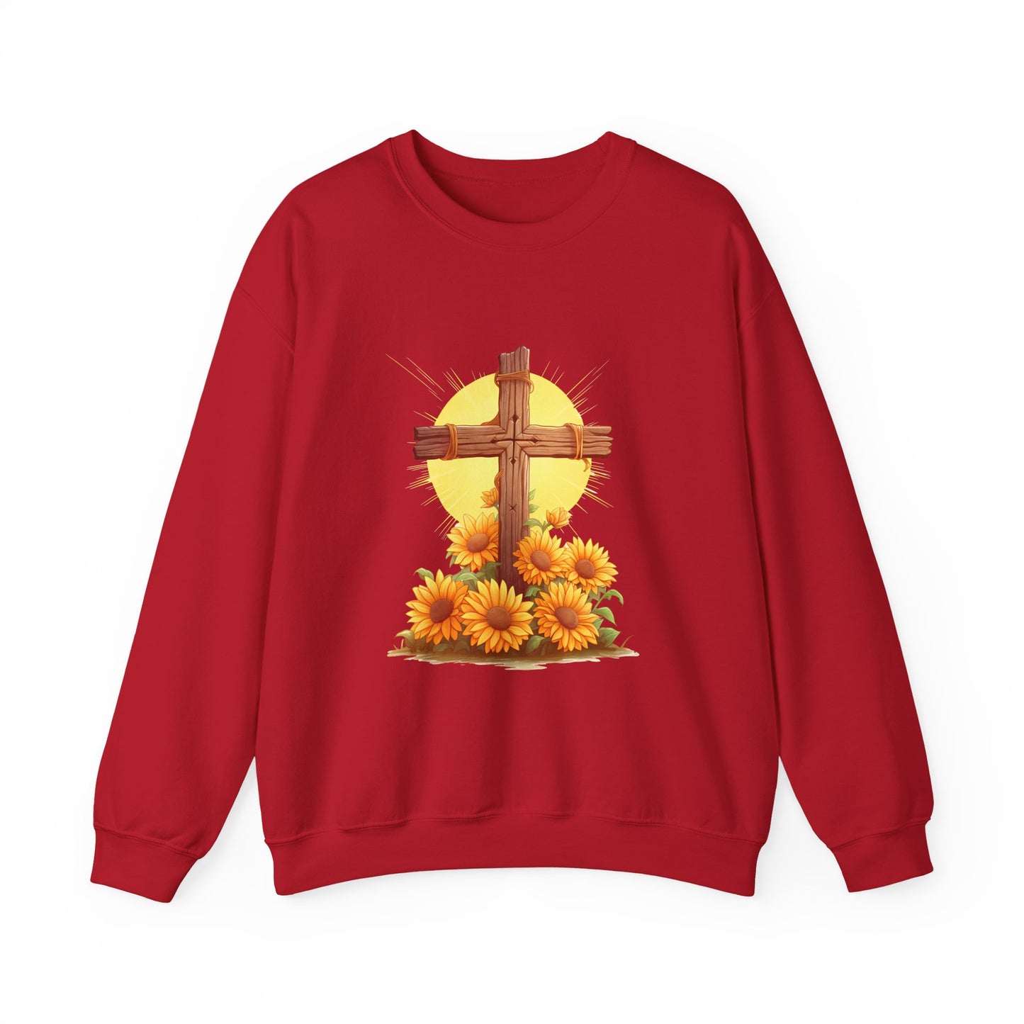 Christian Cross Sunflower Faith Crewneck Sweatshirt