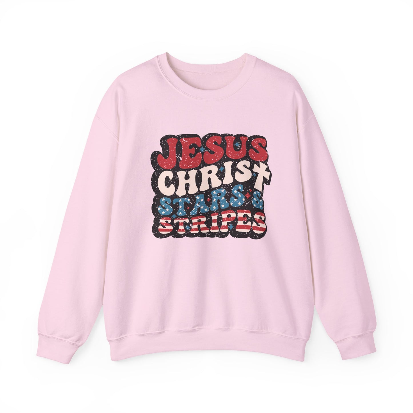 Jesus Christ Stars & Stripes Faith Crewneck Sweatshirt