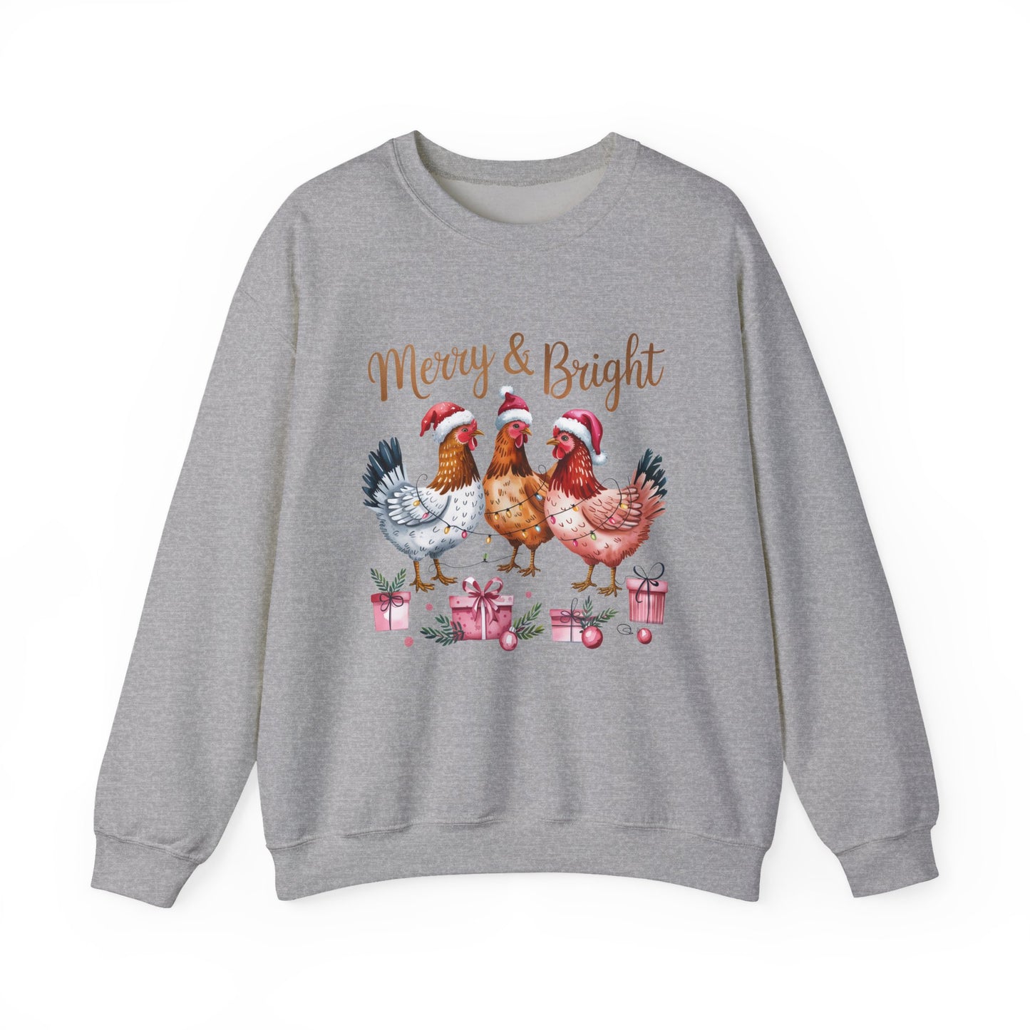 Merry & Bright Chicken Christmas Crewneck Sweatshirt - Samberule
