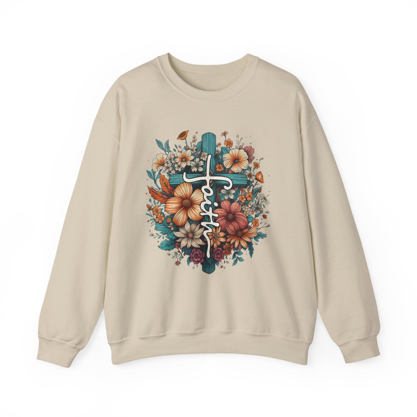 Floral Cross Faith Crewneck Sweatshirt