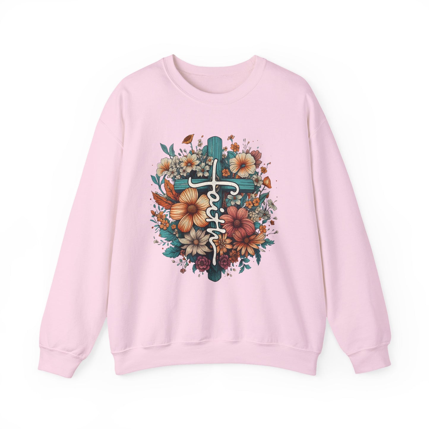 Floral Cross Faith Crewneck Sweatshirt