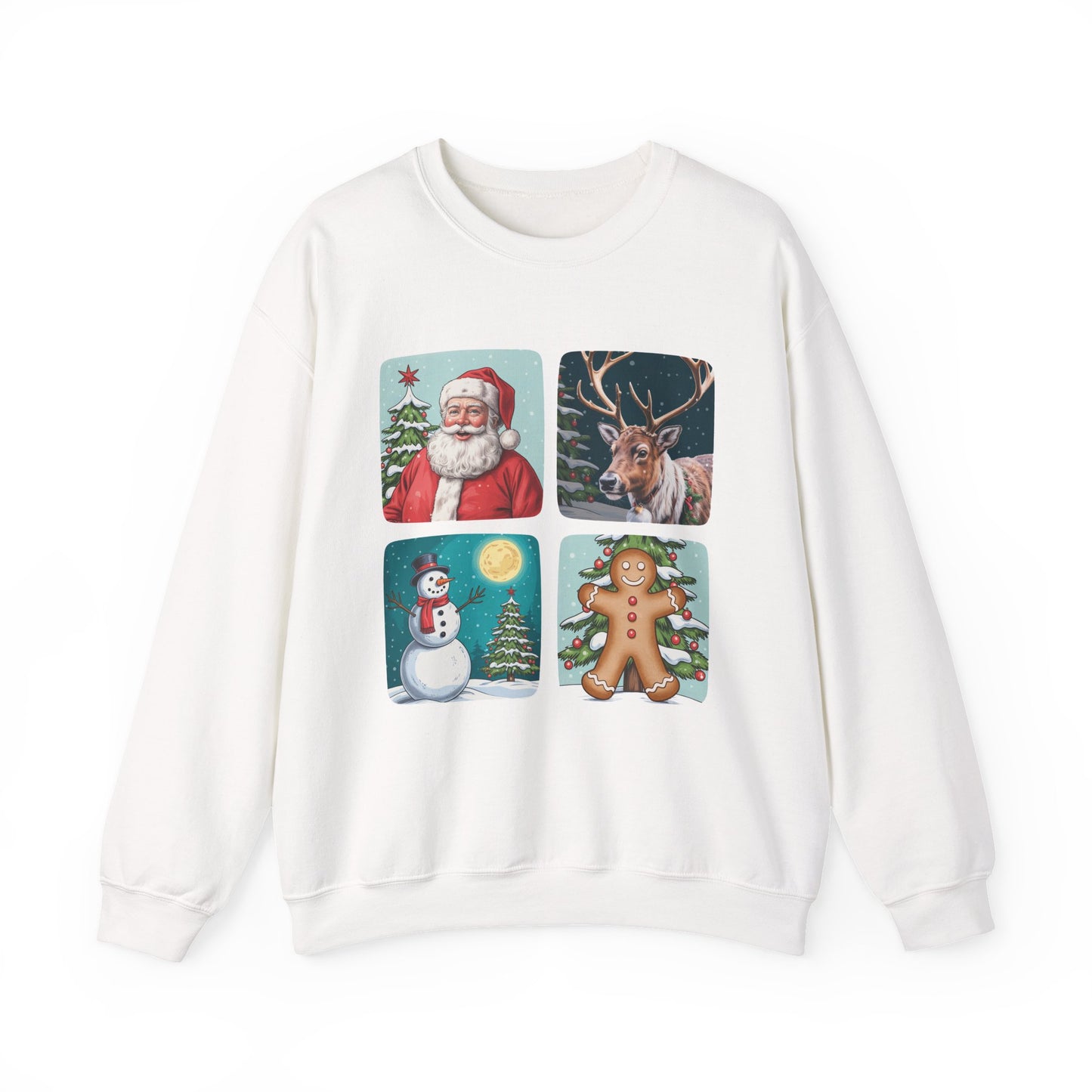 Santa, Reindeer, Snowman & Gingerbread Christmas Crewneck Sweatshirt - Samberule