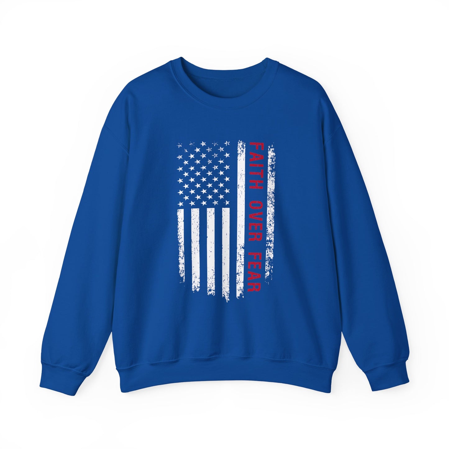 "Faith Over Fear American Flag' Faith Crewneck Sweatshirt