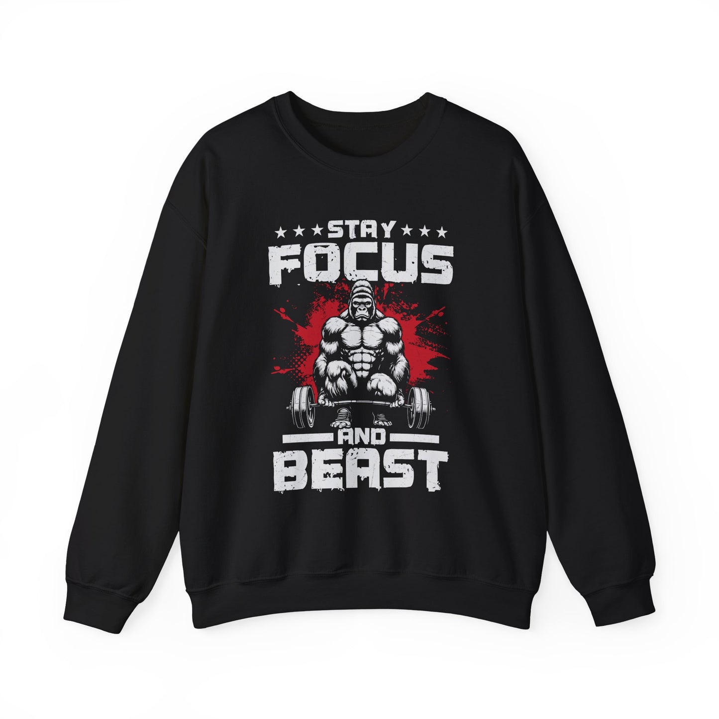 Stay Focused And Beast Gym Crewneck Sweatshirt