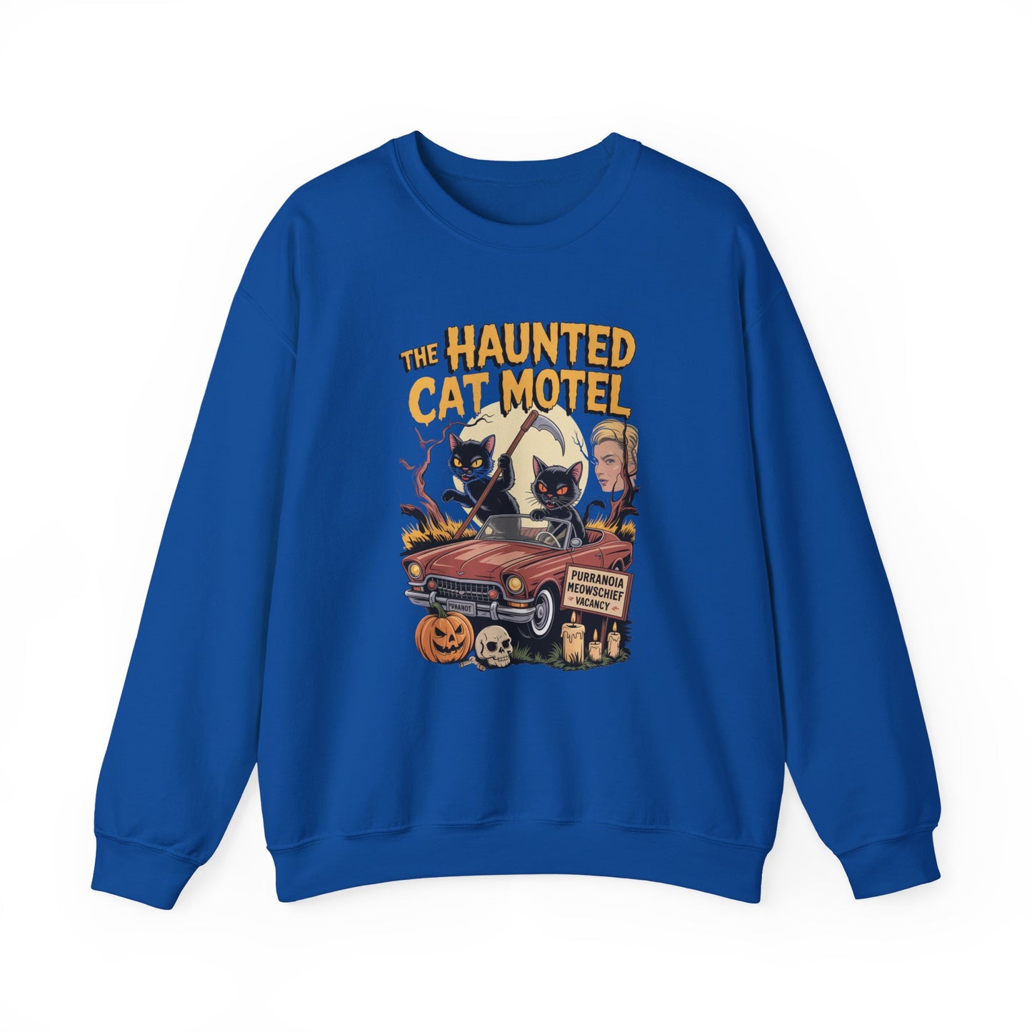 Spooky Cat Motel Halloween Crewneck Sweatshirt - Samberule