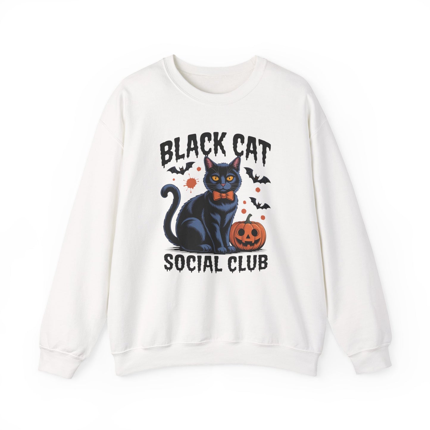 Black Cat Social Club Halloween Crewneck Sweatshirt - Samberule