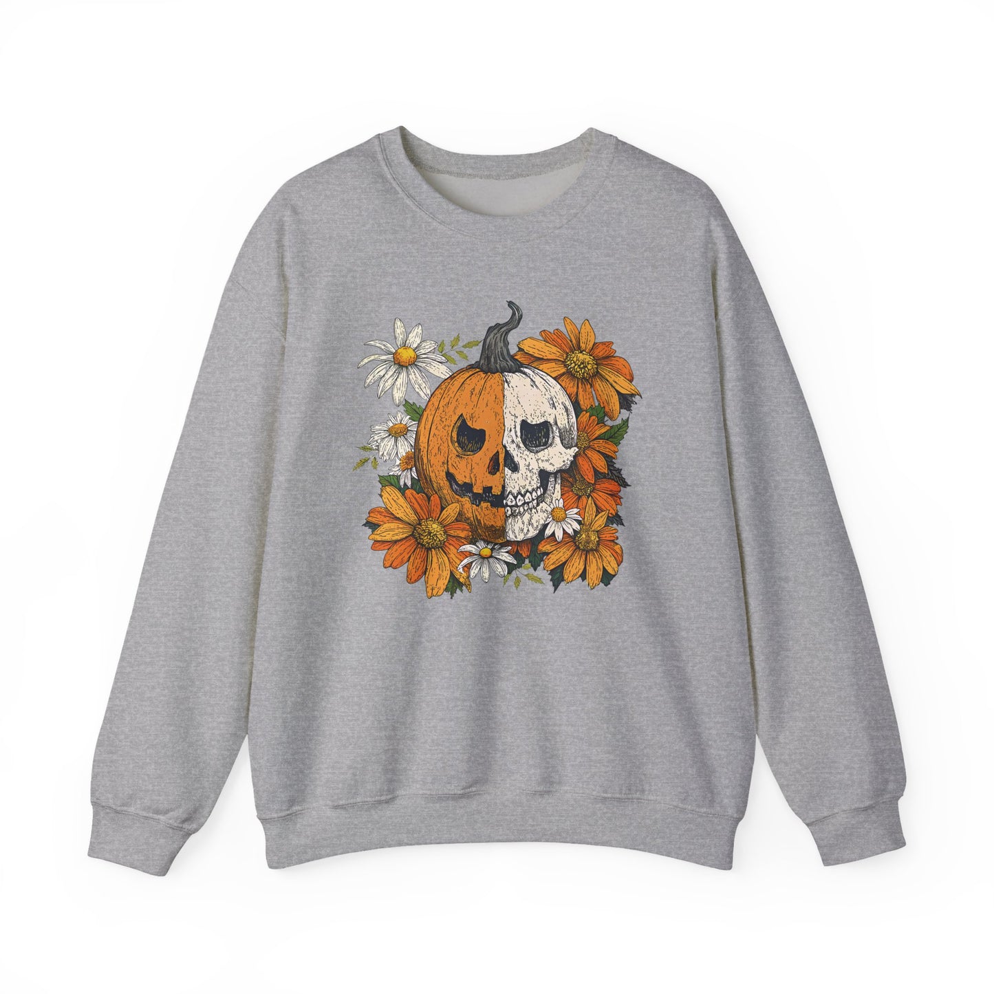 Retro Floral Pumpkin Halloween Crewneck Sweatshirt - Samberule
