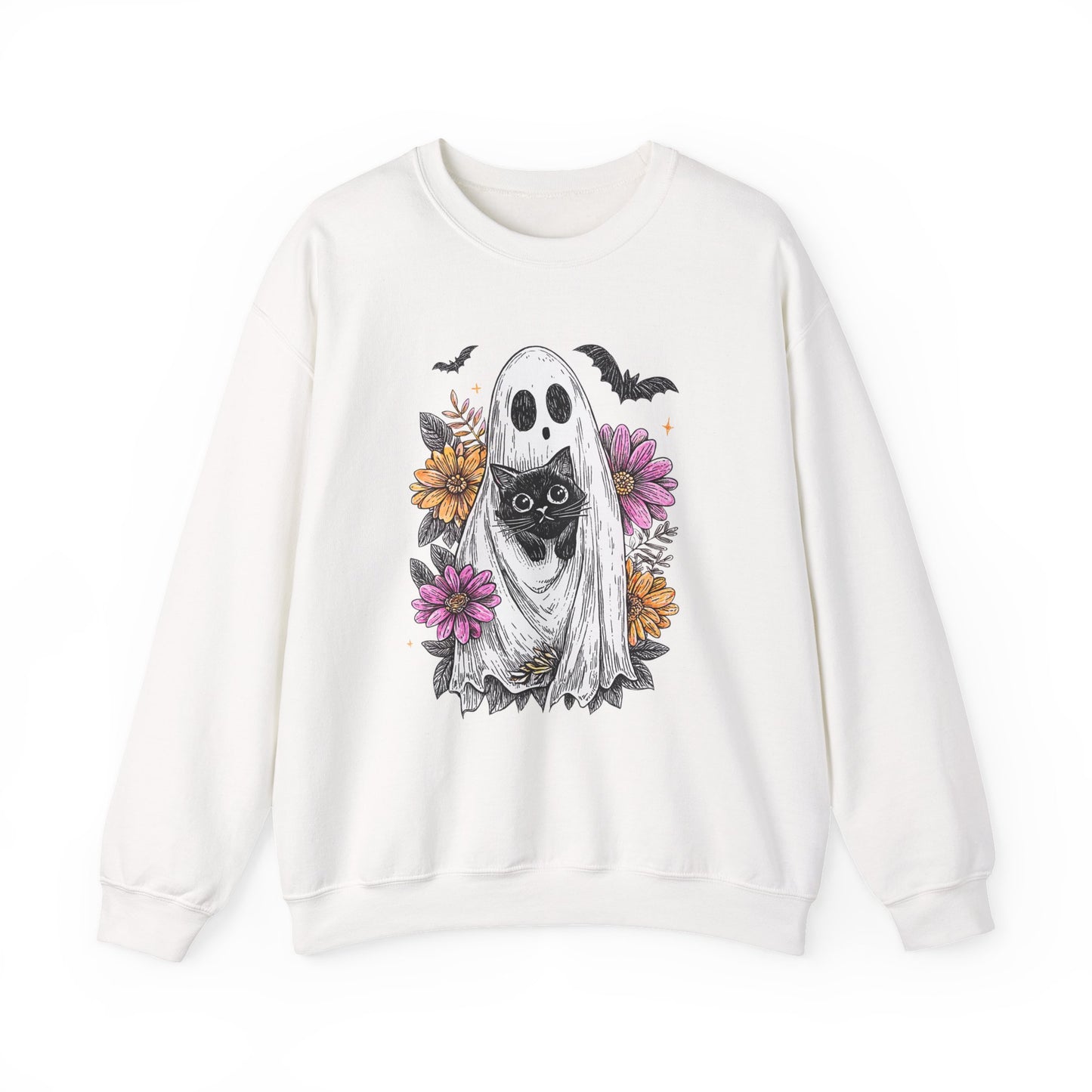 Halloween Ghost Cat Halloween Crewneck Sweatshirt - Samberule