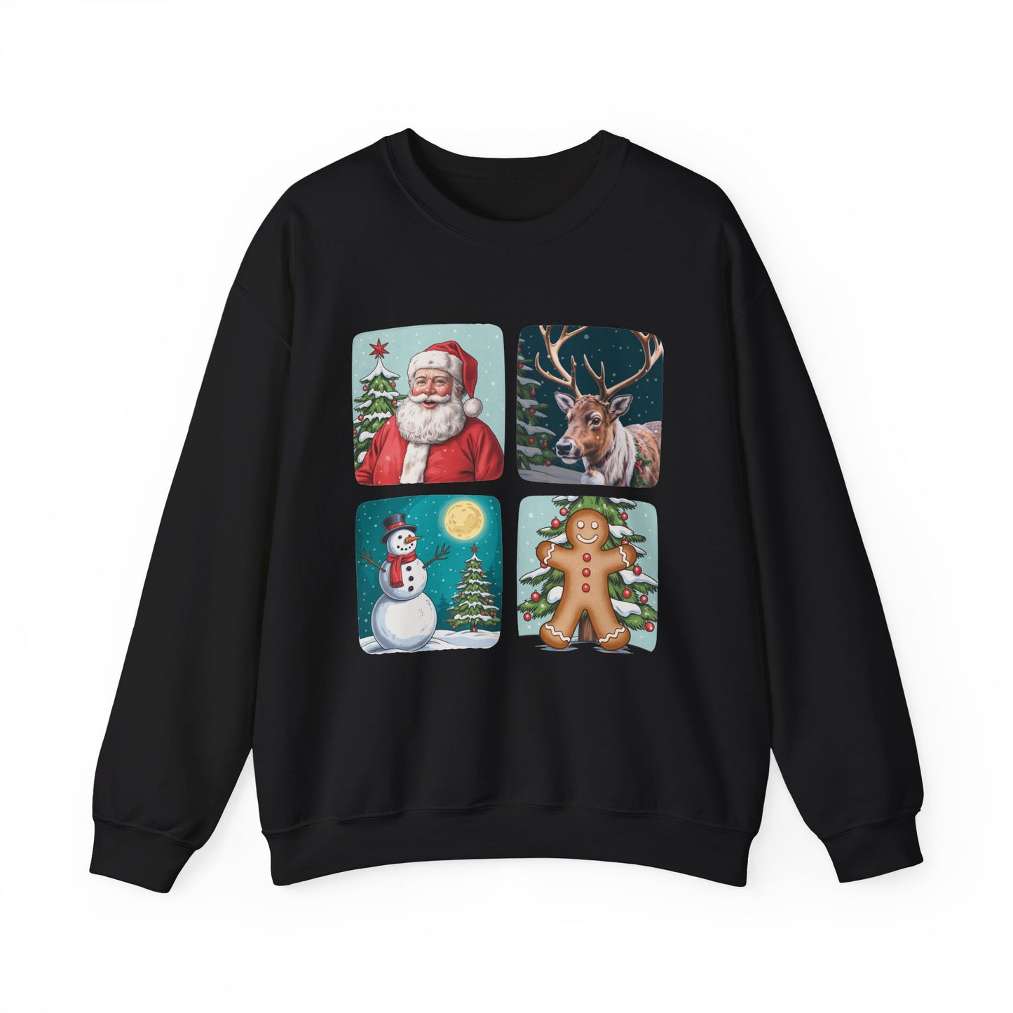 Santa, Reindeer, Snowman & Gingerbread Christmas Crewneck Sweatshirt - Samberule
