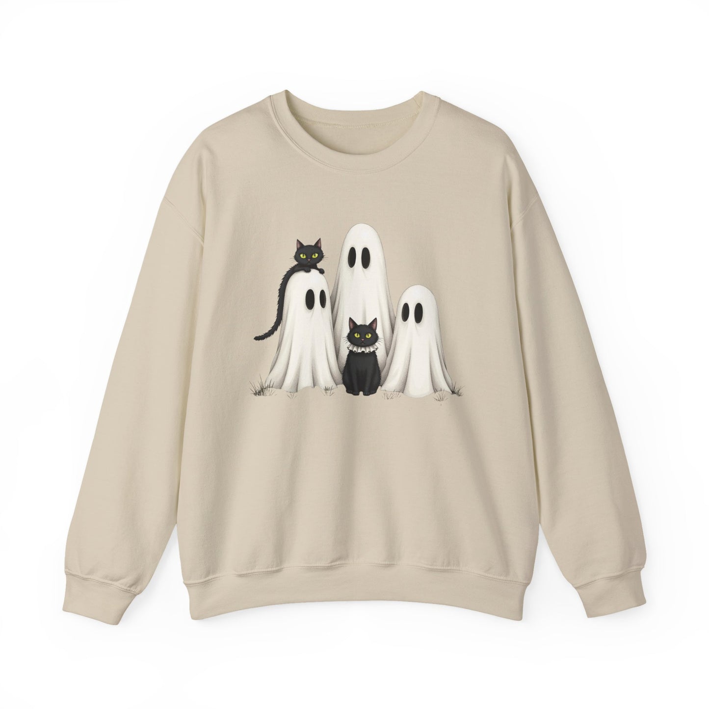 Ghostly Cats Halloween Crewneck Sweatshirt - Samberule