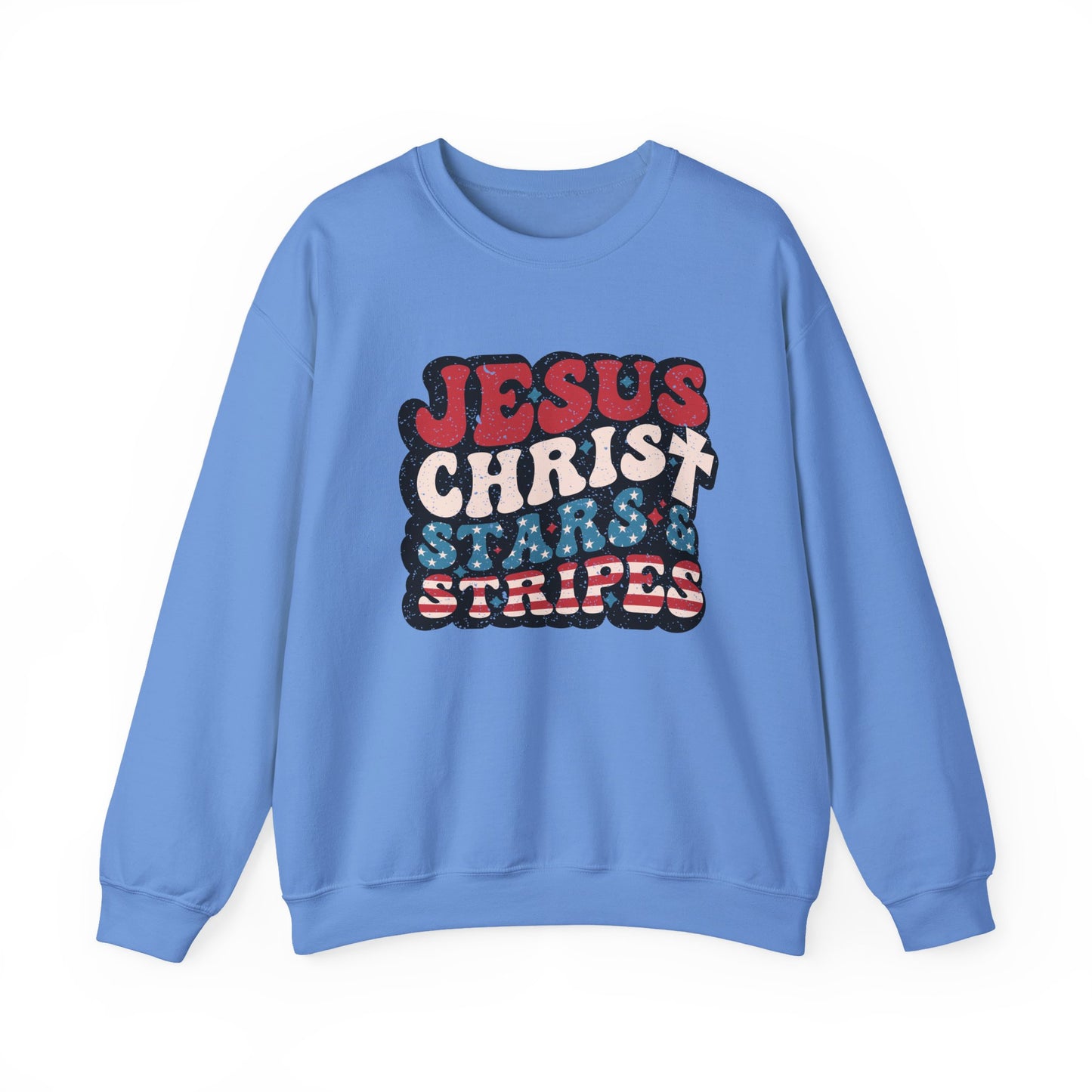 Jesus Christ Stars & Stripes Faith Crewneck Sweatshirt