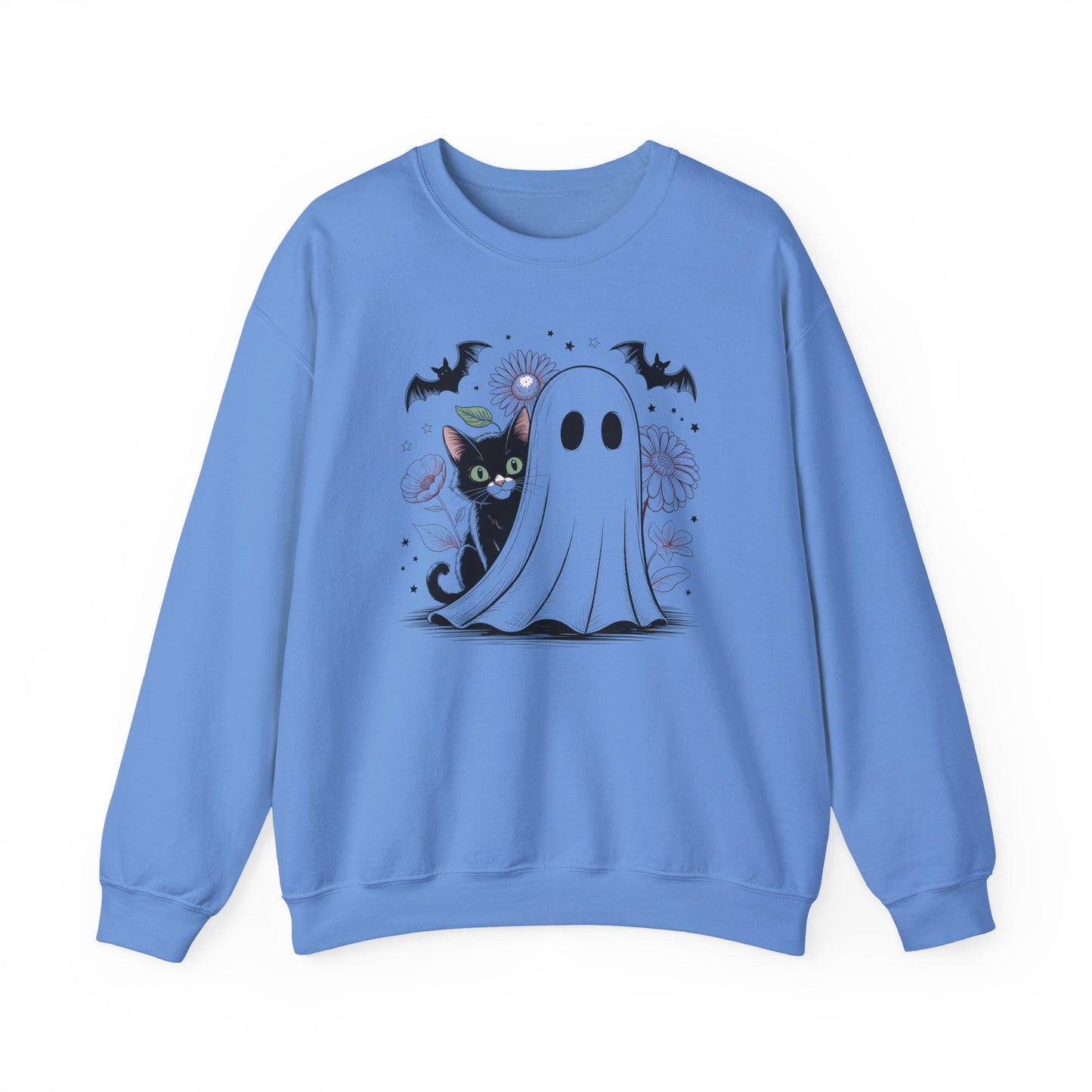 Halloween Ghost And Black Cat Halloween Crewneck Sweatshirt - Samberule
