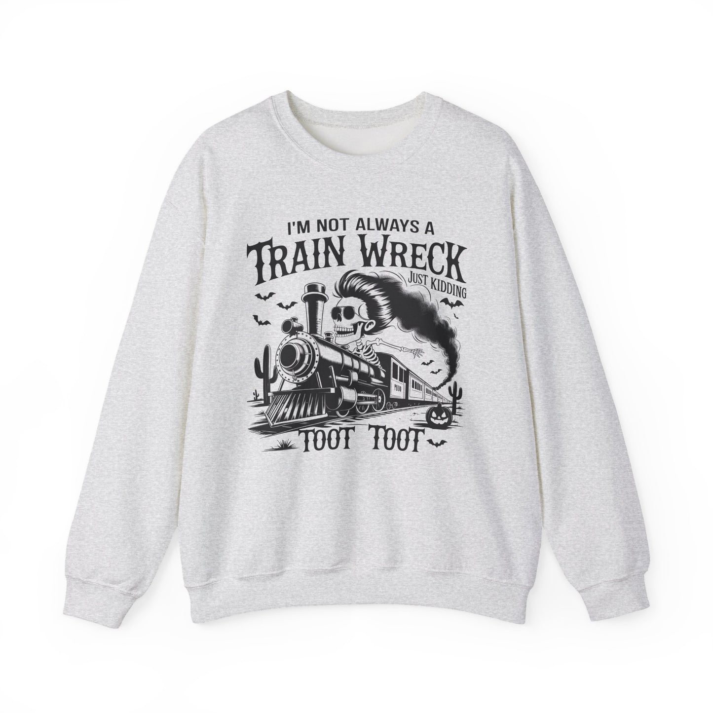 Train Wreck Graphic Halloween Crewneck Sweatshirt - Samberule