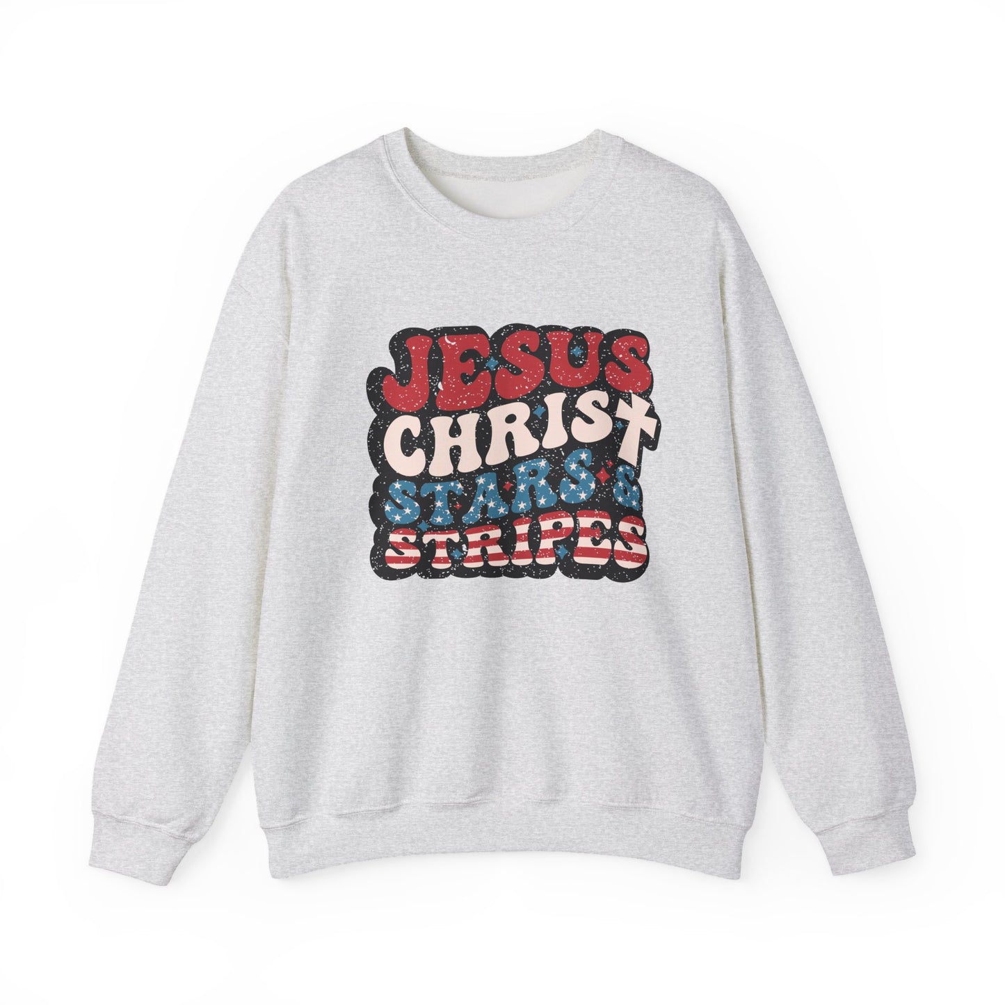 Jesus Christ Stars & Stripes Faith Crewneck Sweatshirt