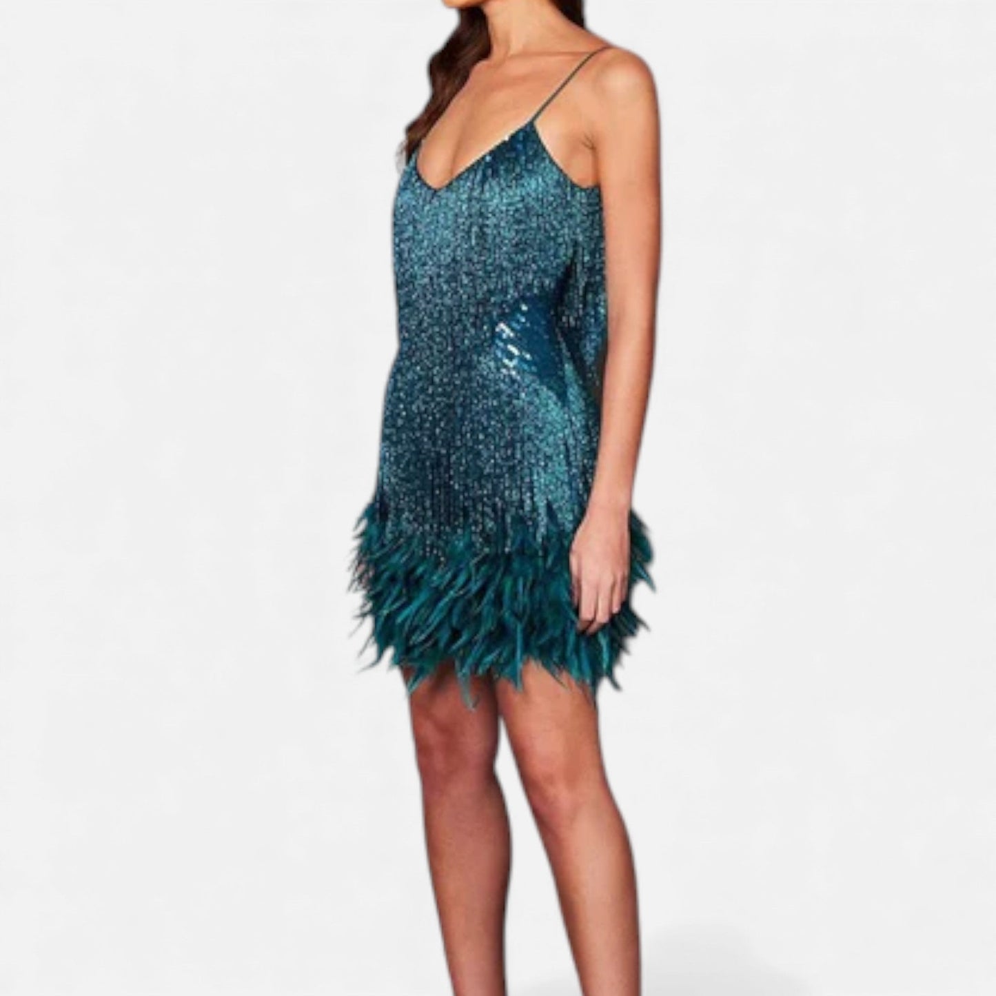 Women’s Elegant Feather Cocktail Dress - Samberule