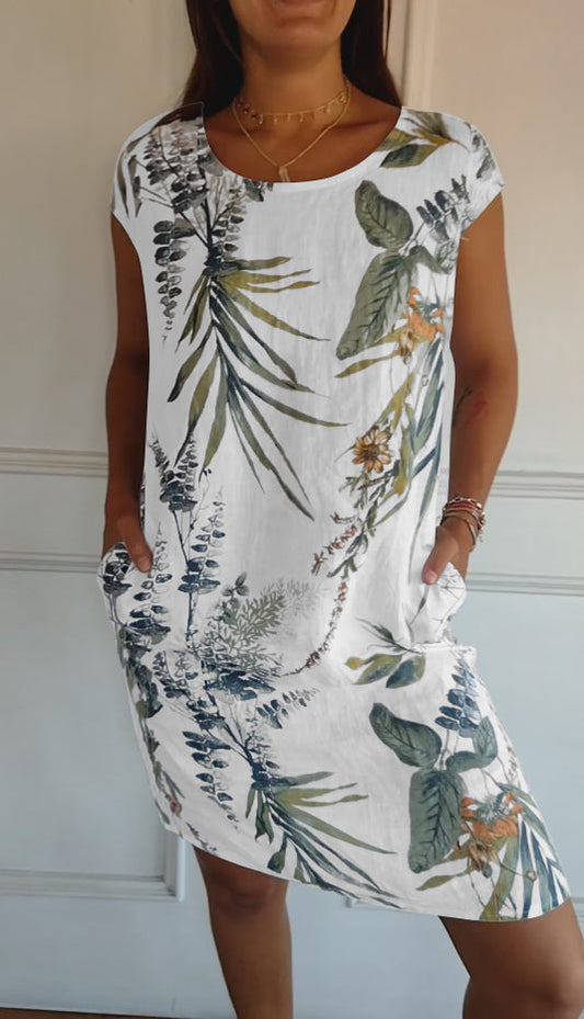 Gabriella | Women Casual Leaf Print Summer Dress - Samberule