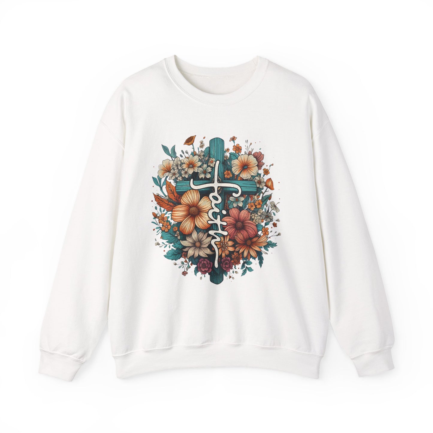 Floral Cross Faith Crewneck Sweatshirt