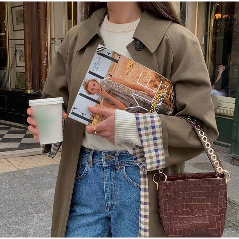 Luciana | Women’s Trench Coat – Grid-Lined Autumn Elegance