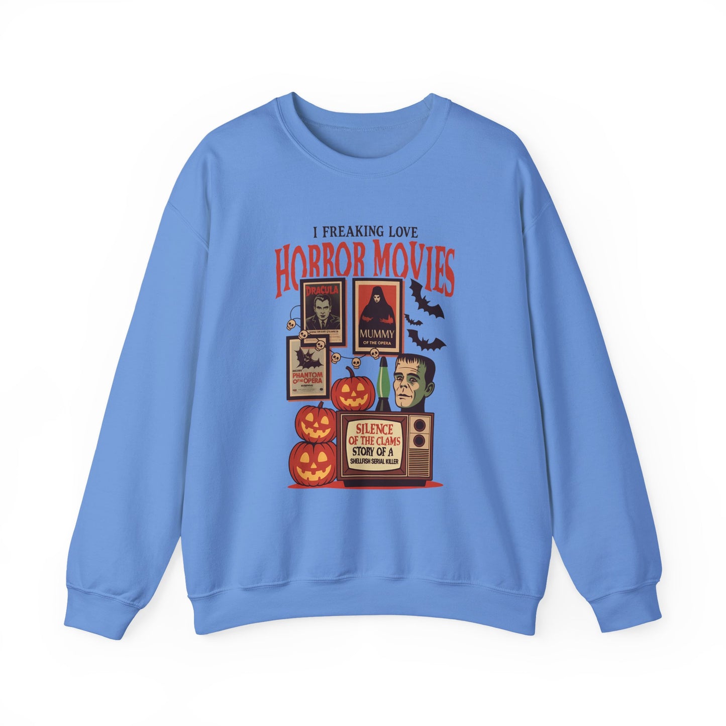 I Freaking Love Horror Movies Halloween Crewneck Sweatshirt - Samberule