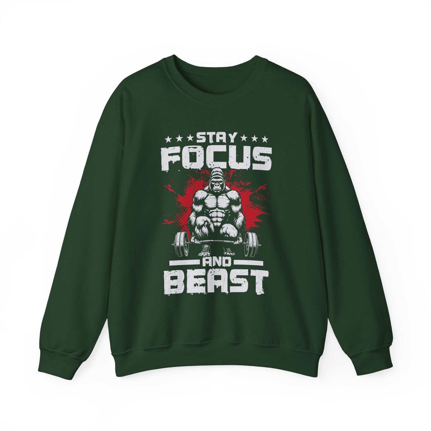 Stay Focused And Beast Gym Crewneck Sweatshirt