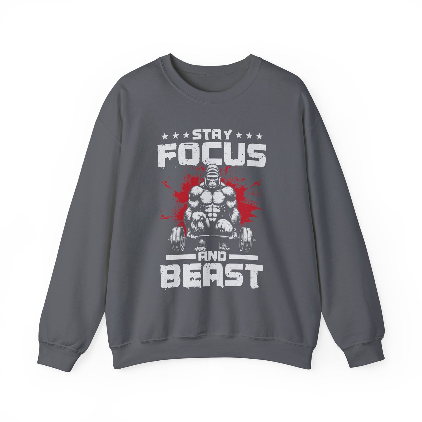 Stay Focused And Beast Gym Crewneck Sweatshirt