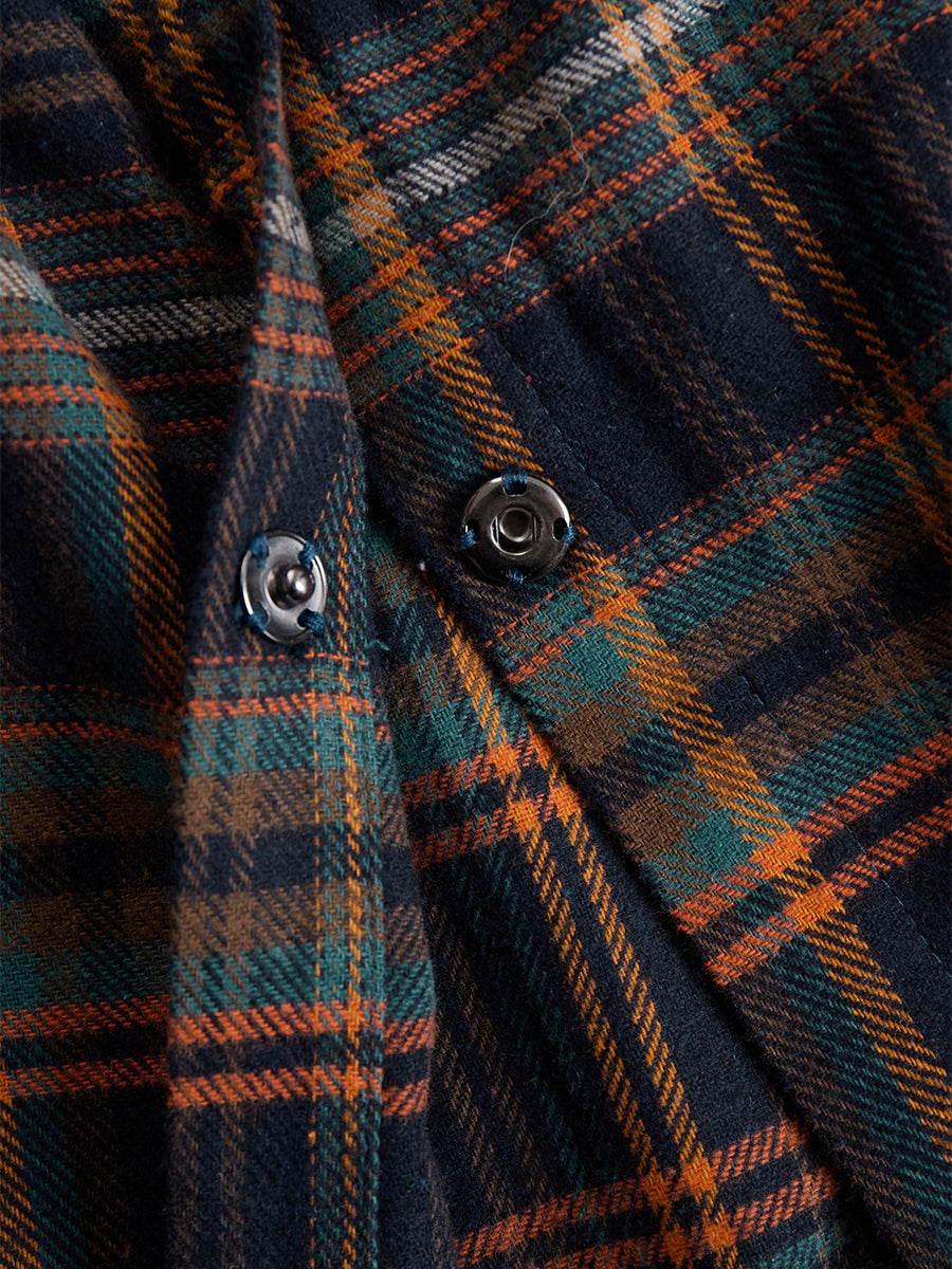 Retro Ethnic Style Belt Blue Faux Suede Plaid Maxi Dress - Samberule