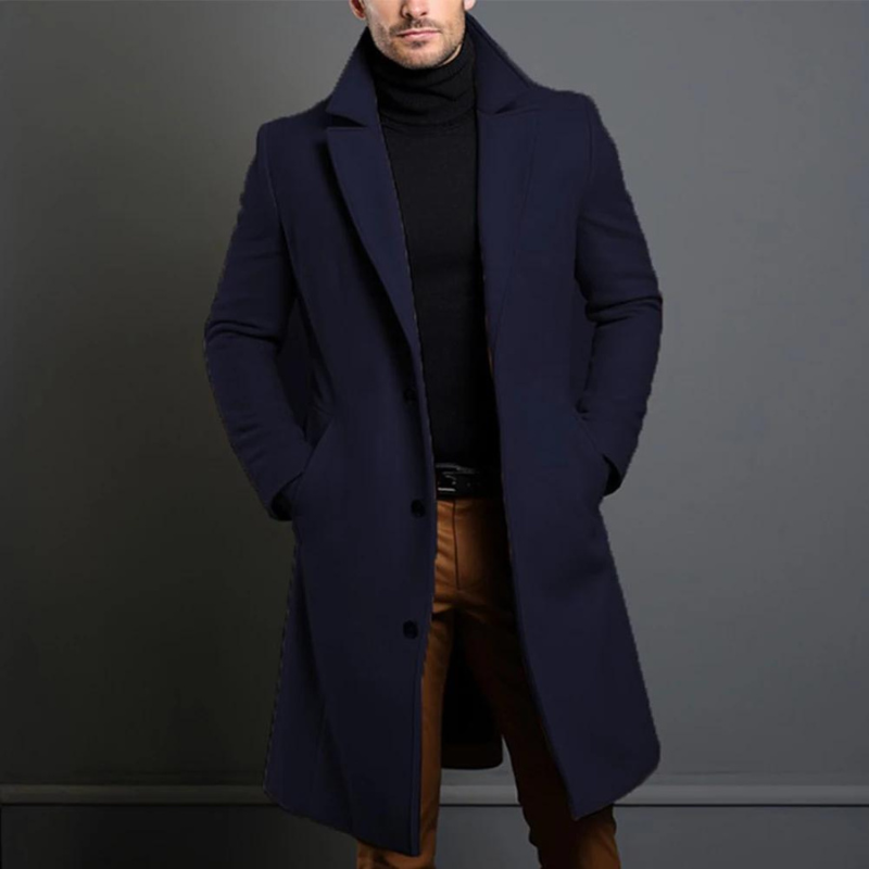 Jameson | Classic Long Overcoat with Lapel for Men - Samberule