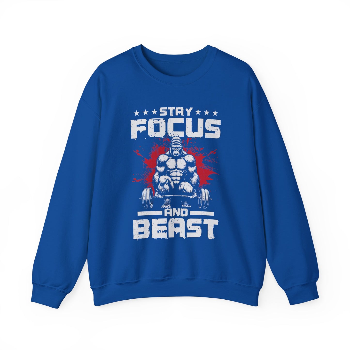 Stay Focused And Beast Gym Crewneck Sweatshirt