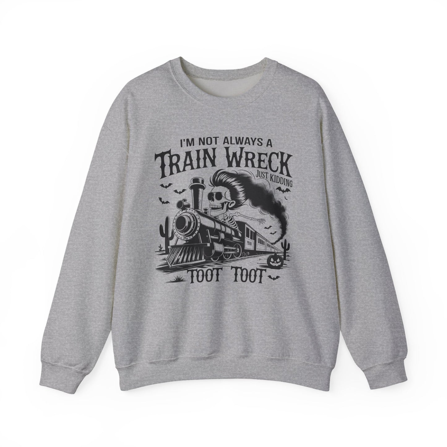 Train Wreck Graphic Halloween Crewneck Sweatshirt - Samberule