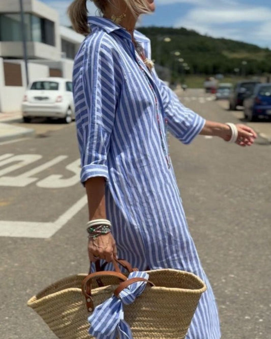 Olivia | Women Timeless Striped Summer Shirt Dress - Samberule