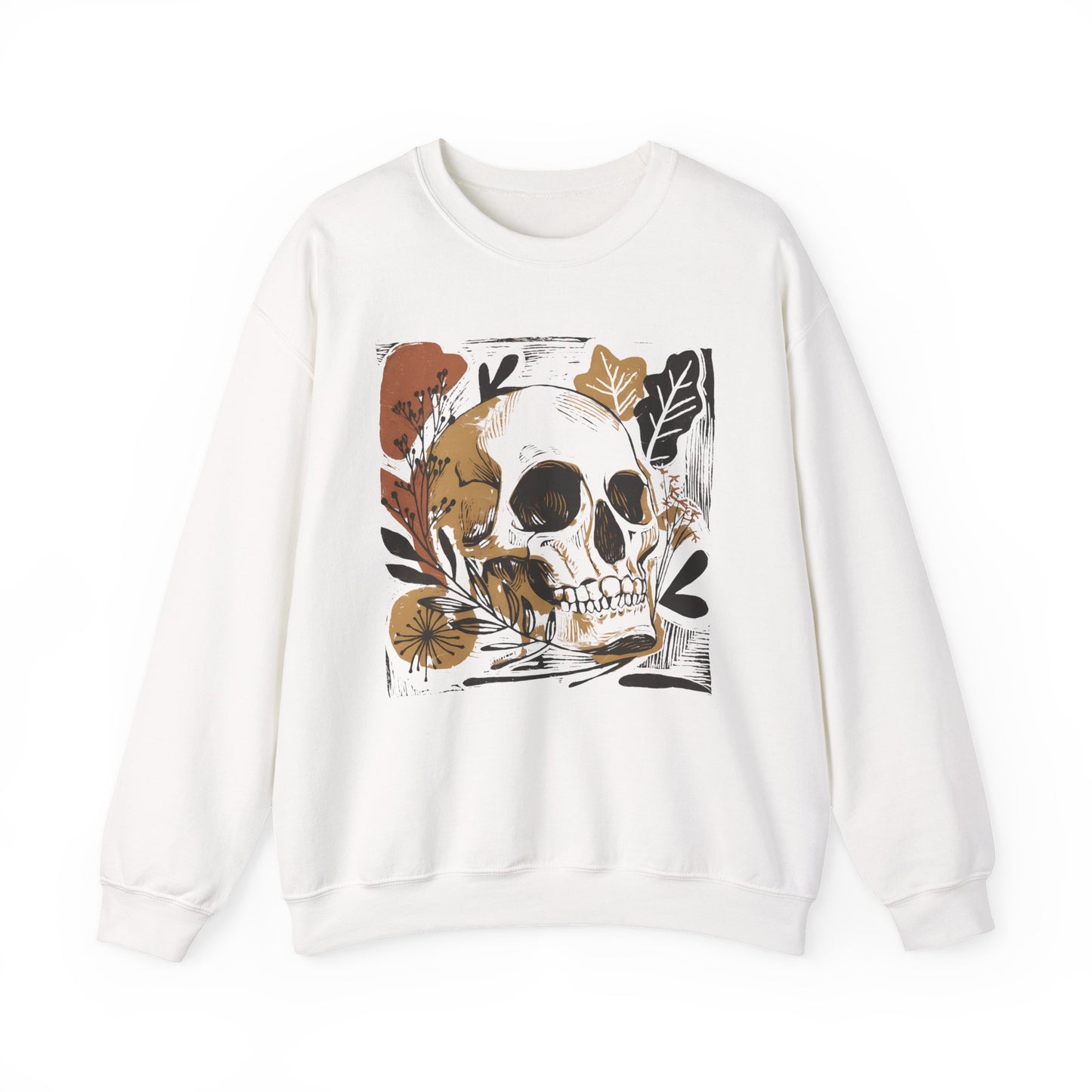 Floral Skull Tattoo Style Halloween Crewneck Sweatshirt - Samberule