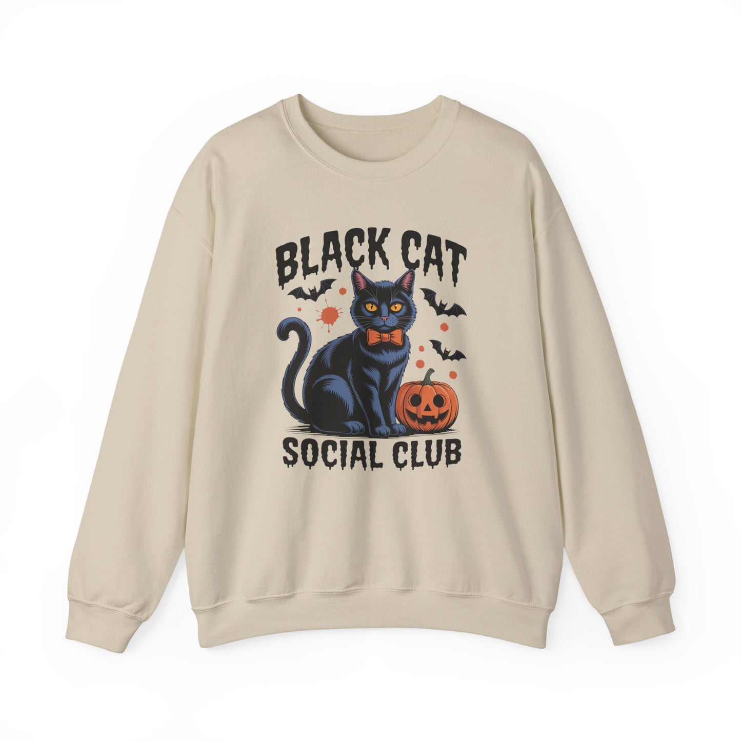 Black Cat Social Club Halloween Crewneck Sweatshirt - Samberule