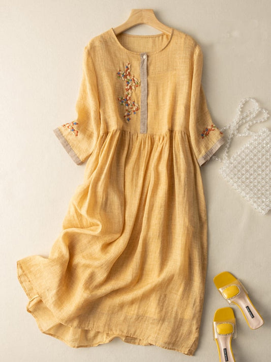 Isabella | Women’s Summer Embroidered Ethnic Midi Dress - Samberule