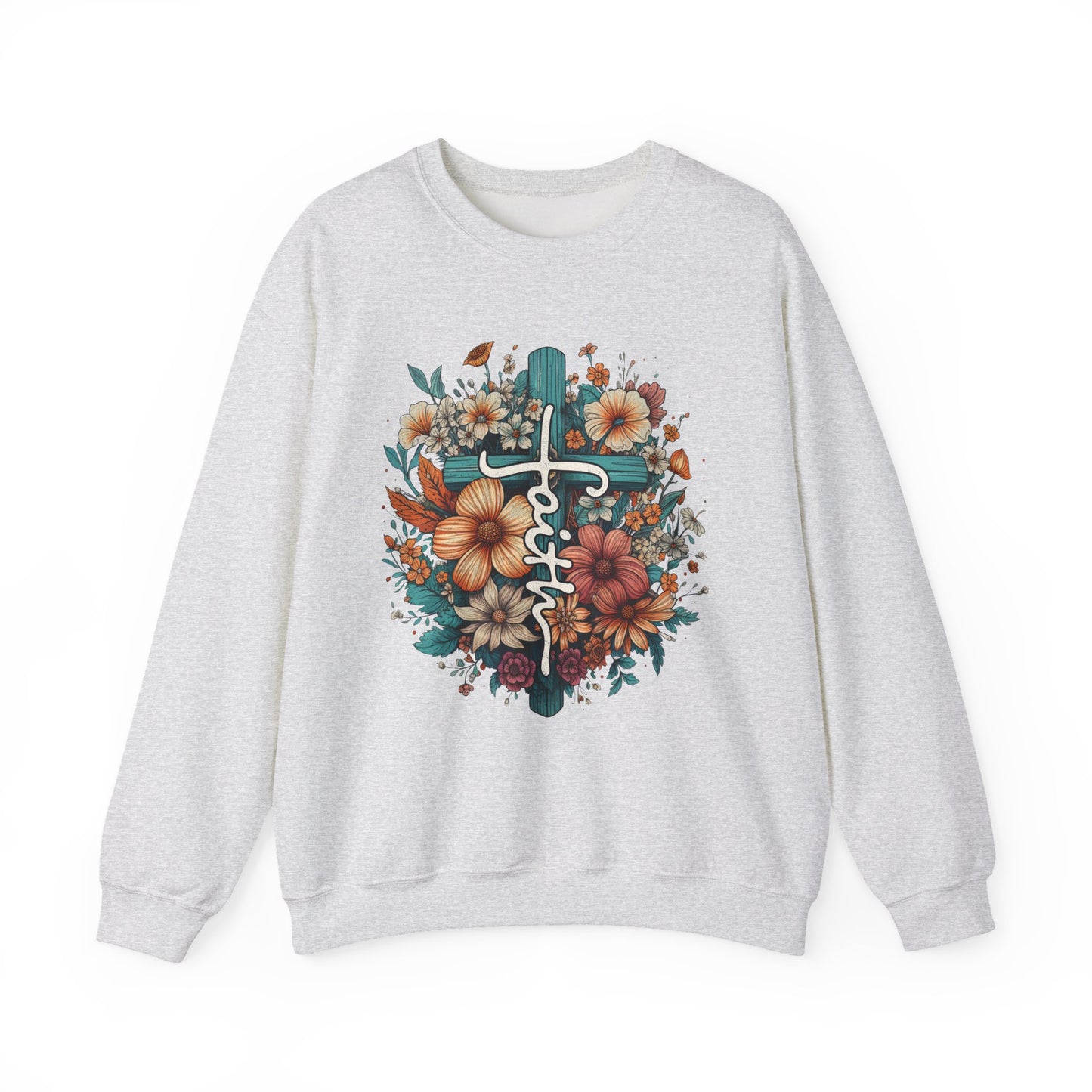Floral Cross Faith Crewneck Sweatshirt