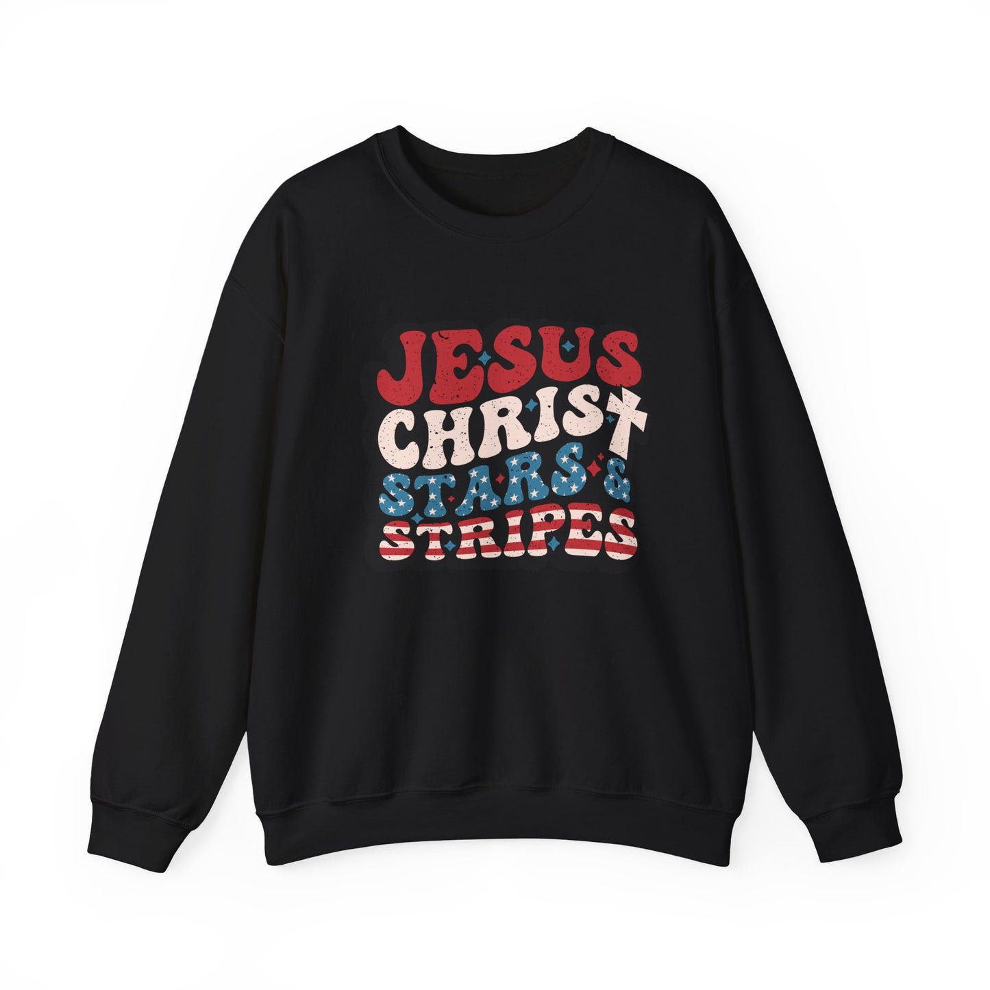 Jesus Christ Stars & Stripes Faith Crewneck Sweatshirt