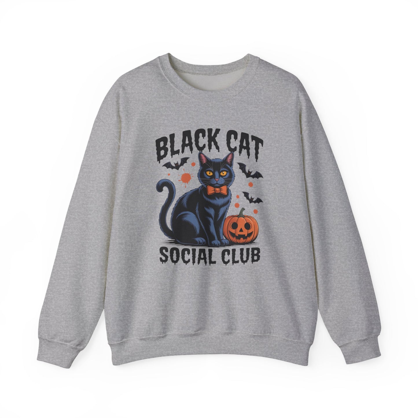Black Cat Social Club Halloween Crewneck Sweatshirt - Samberule