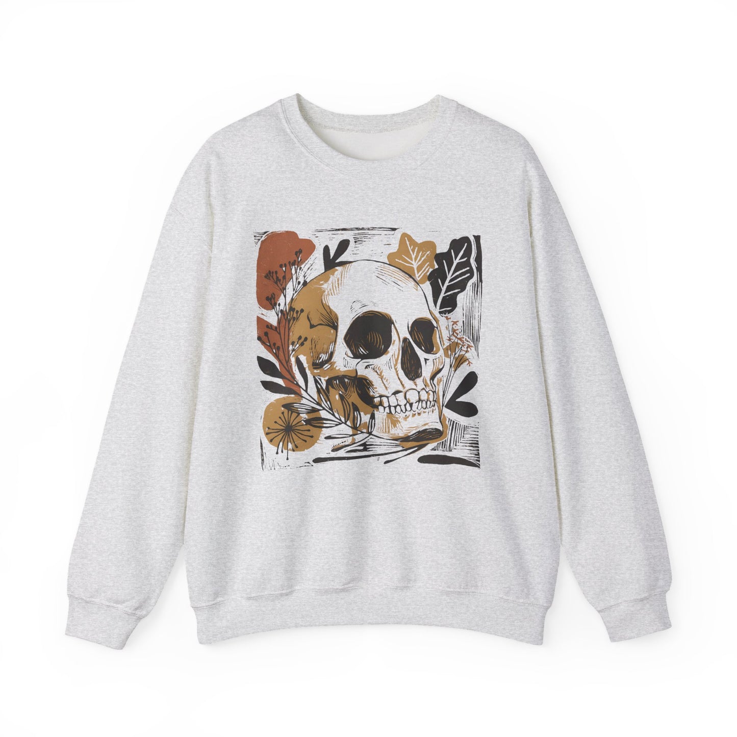 Floral Skull Tattoo Style Halloween Crewneck Sweatshirt - Samberule