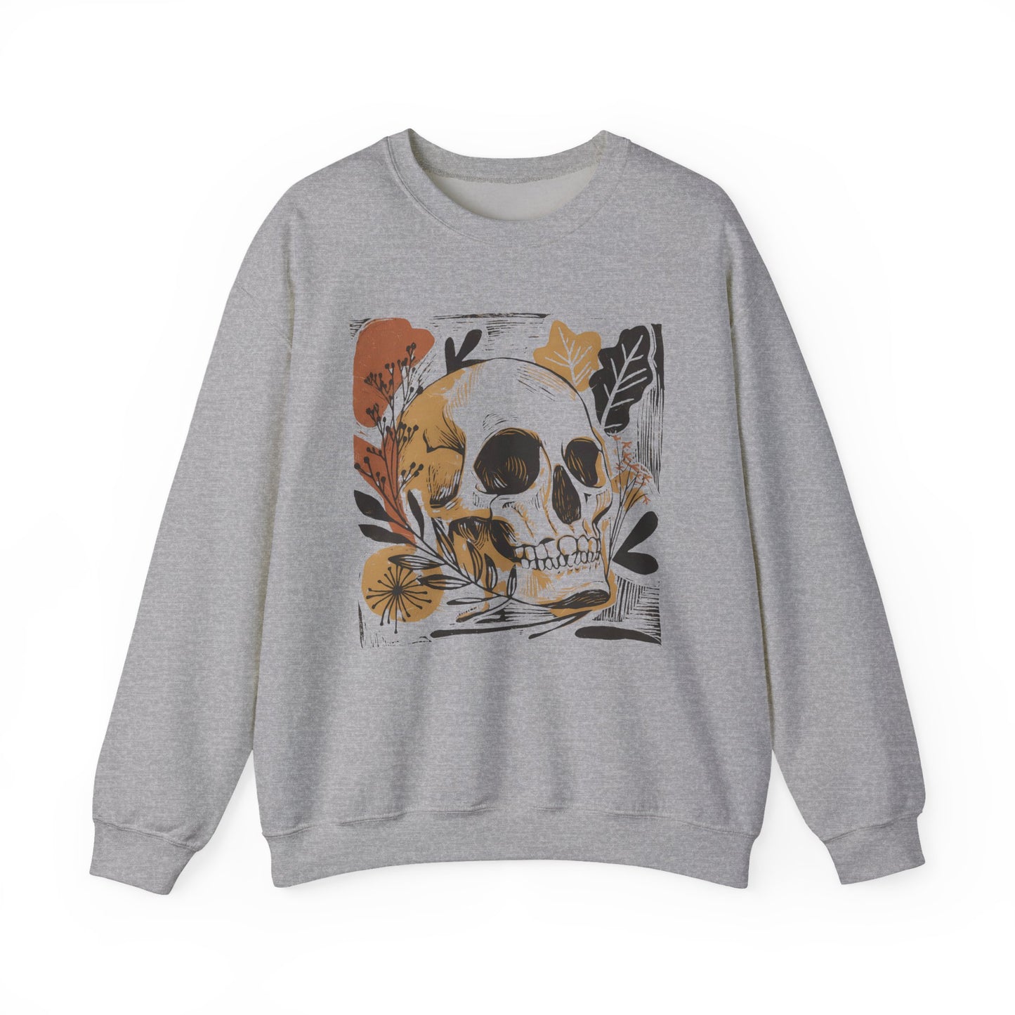 Floral Skull Tattoo Style Halloween Crewneck Sweatshirt - Samberule