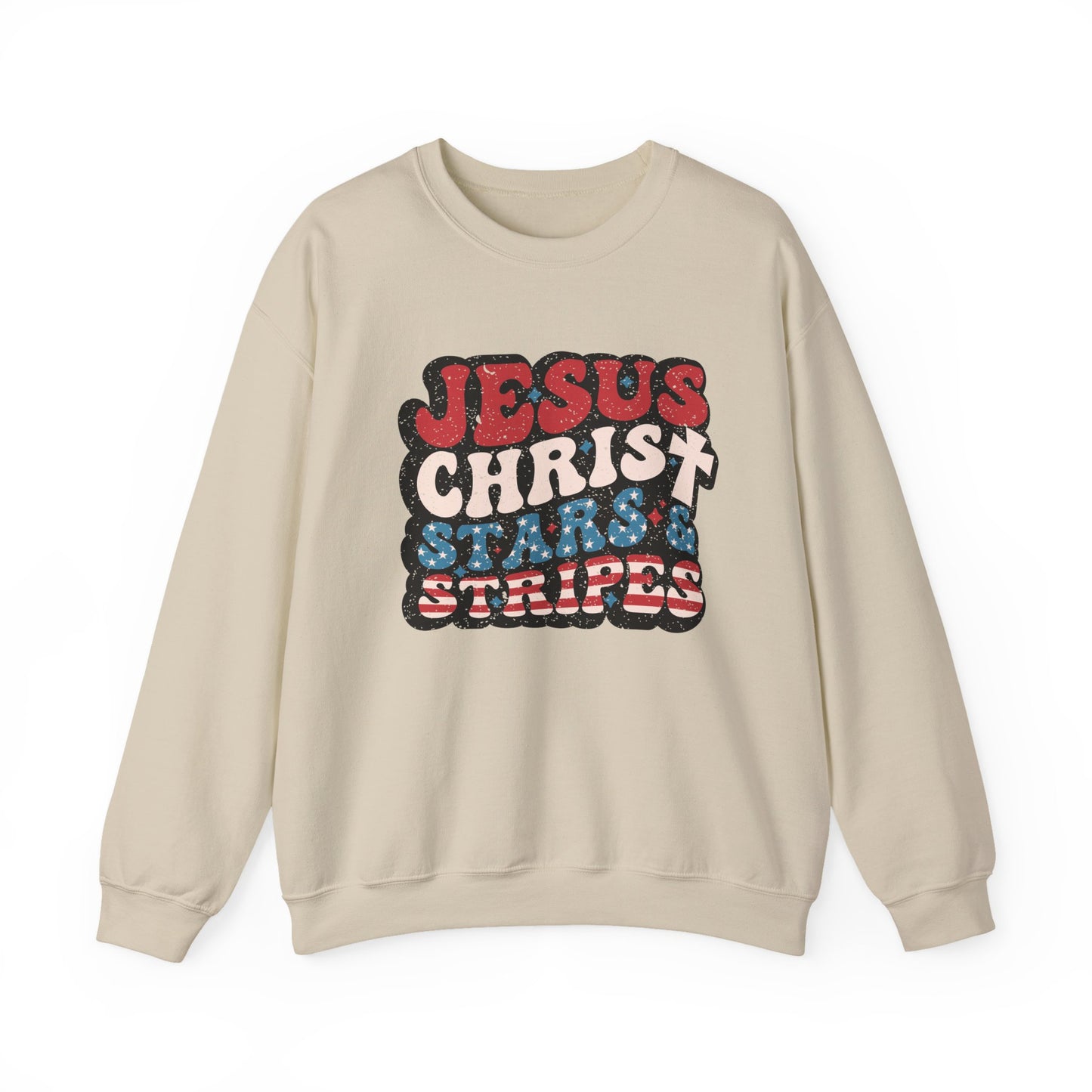 Jesus Christ Stars & Stripes Faith Crewneck Sweatshirt