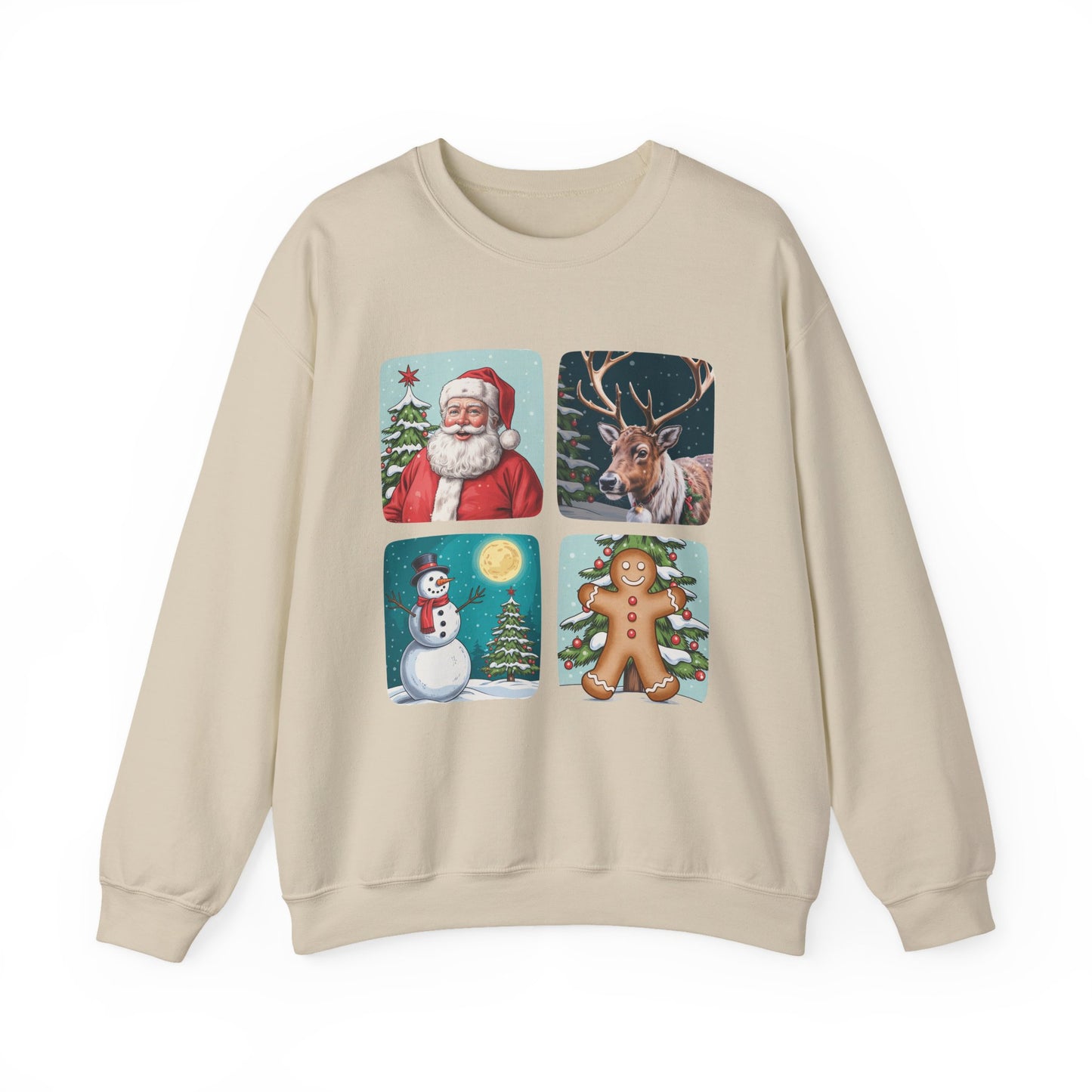 Santa, Reindeer, Snowman & Gingerbread Christmas Crewneck Sweatshirt - Samberule