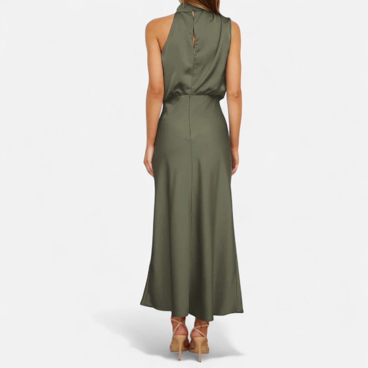 Women’s Satin A-Line Sleeveless Long Dress - Samberule
