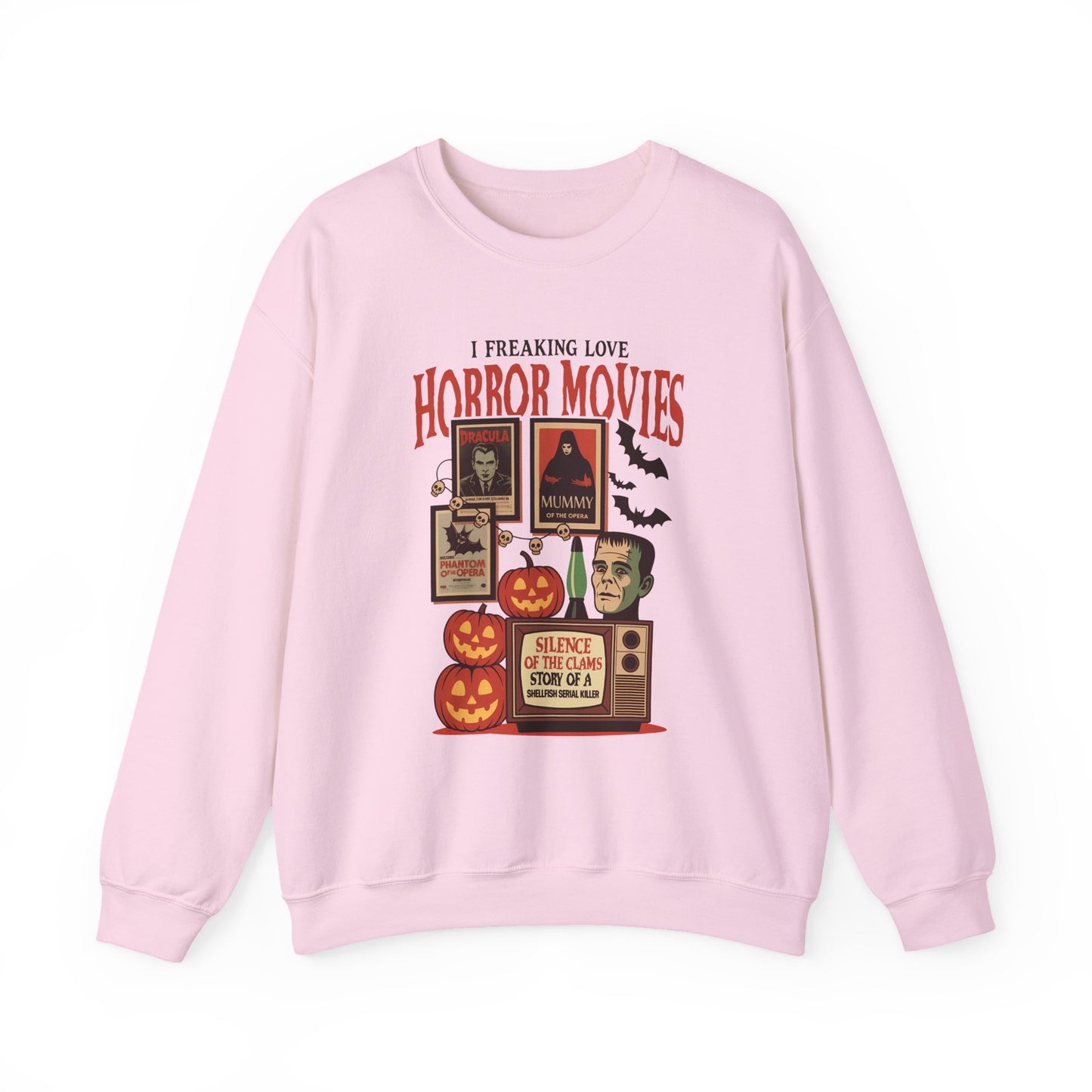 I Freaking Love Horror Movies Halloween Crewneck Sweatshirt - Samberule