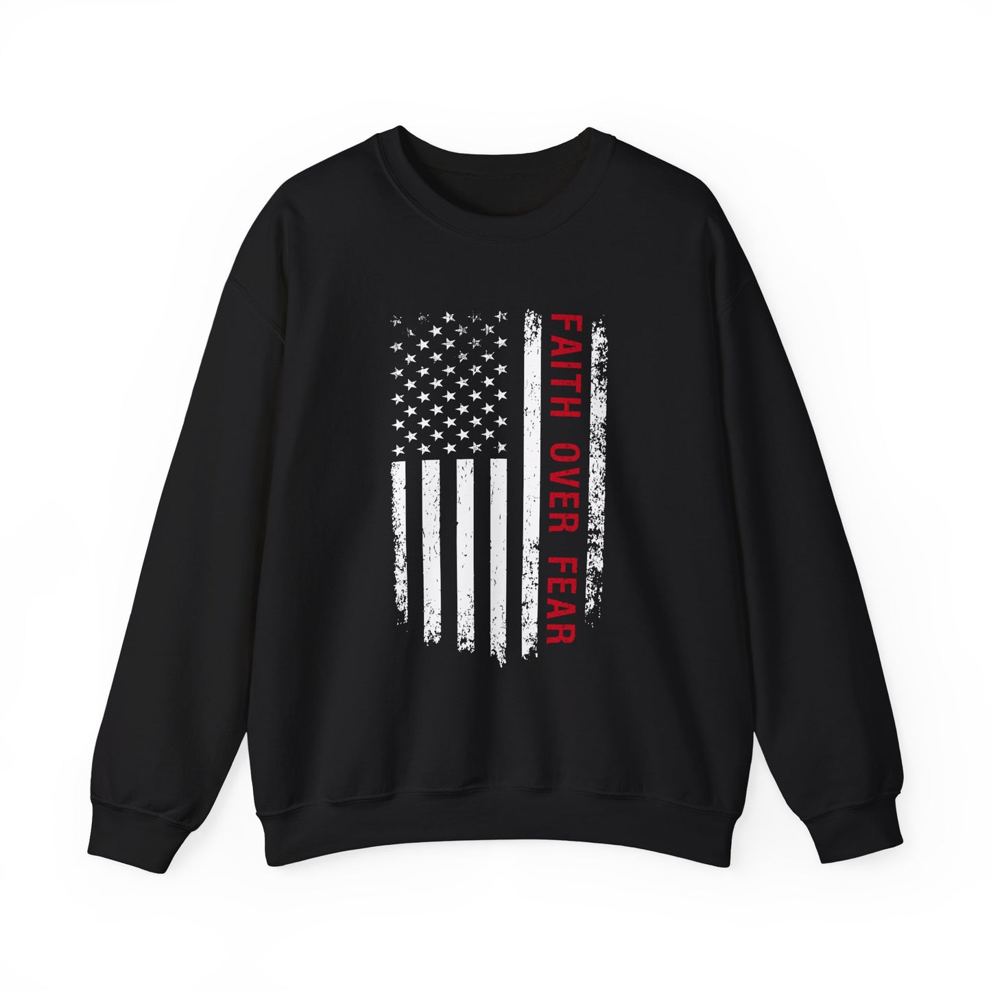 "Faith Over Fear American Flag' Faith Crewneck Sweatshirt