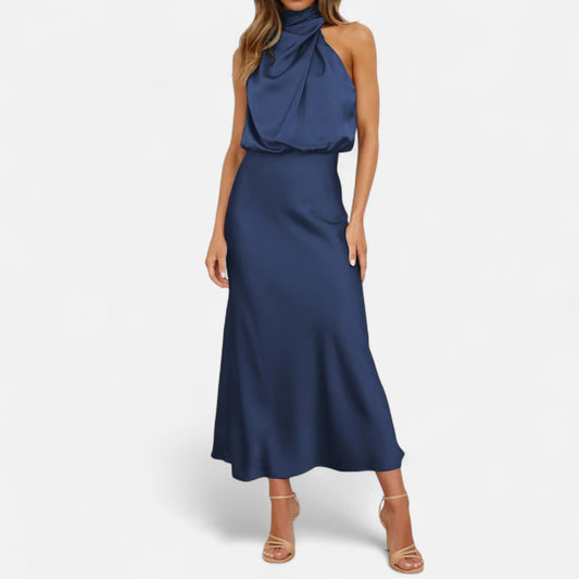 Women’s Satin A-Line Sleeveless Long Dress - Samberule