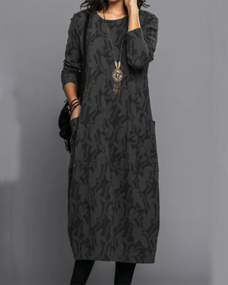 Kimberly | Women’s Winter Long Sleeve Pocket Maxi Dress - Samberule