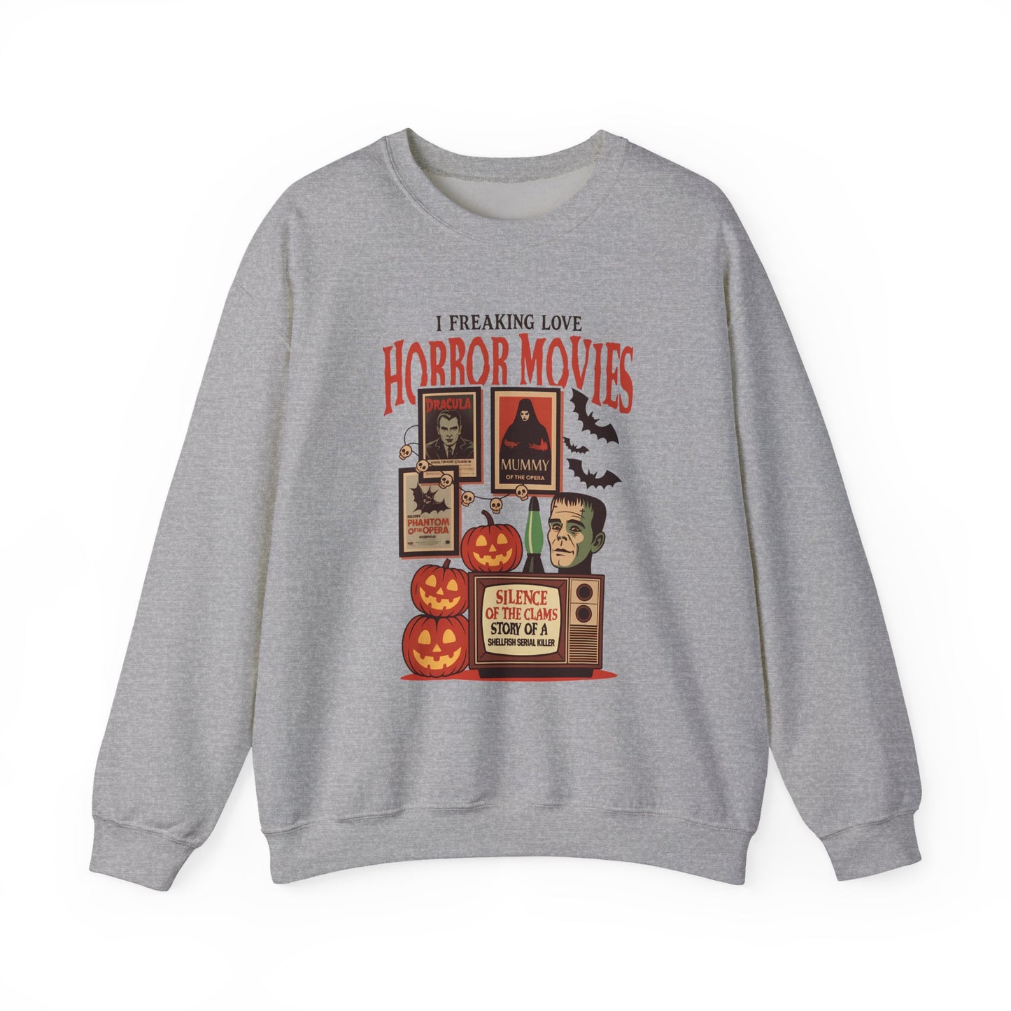 I Freaking Love Horror Movies Halloween Crewneck Sweatshirt - Samberule